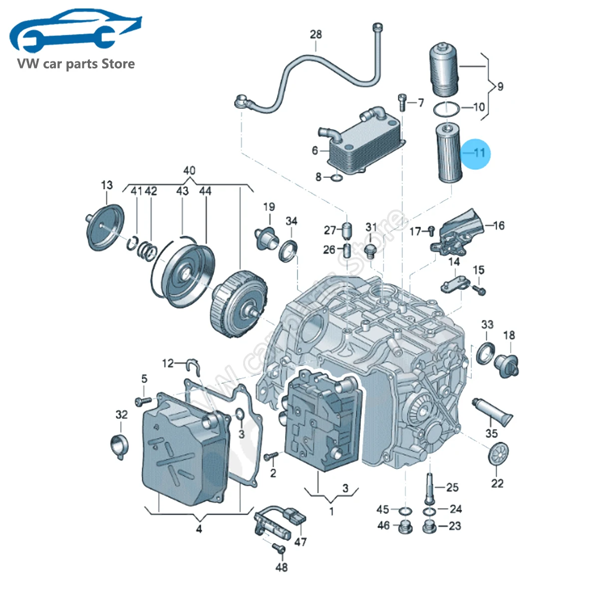 Auti a3 tt vw Passat Jetta mk6および02e 305051c 0bh325183c 6-7スピードdq250 dq500 dq380用のトランスミッションパンダリングフィルターコア