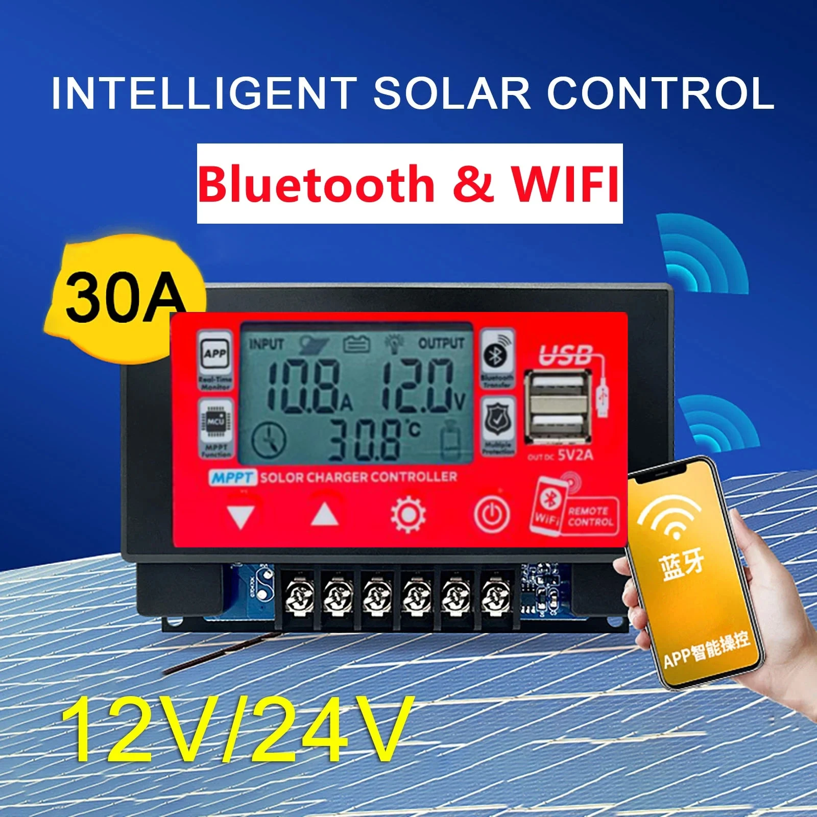 40A MPPT Solarladeregler 12V/24V Solarpanel Regler mit LCD Display Dual 40A MPPT Solarladeregler 12V/24V Solarpanel Regler mit LCD Display Dual