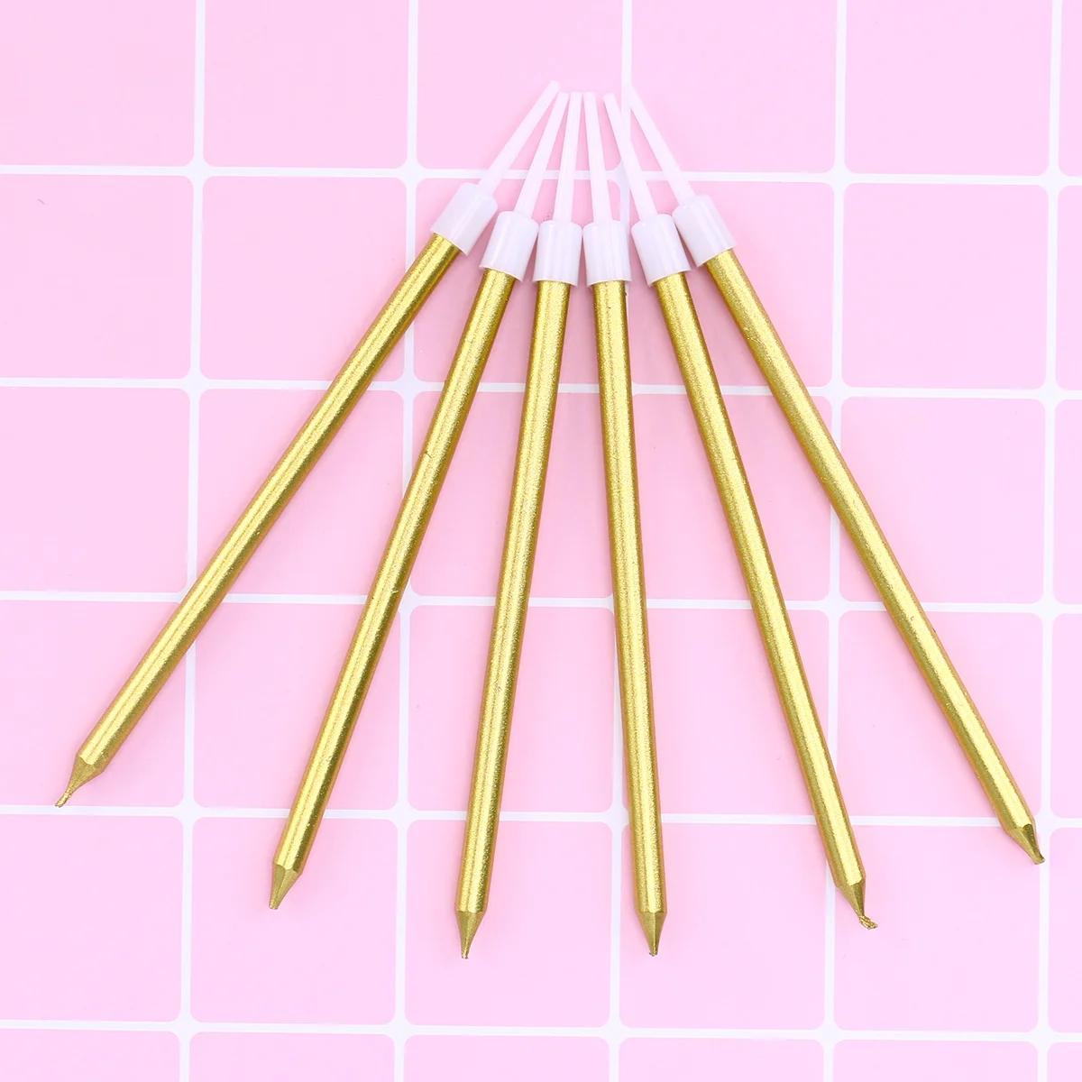 

24Pcs Glitter Golden Slender Cake Candles Long Burning Smokeless for Birthday Wedding Party Celebration Cake Candles