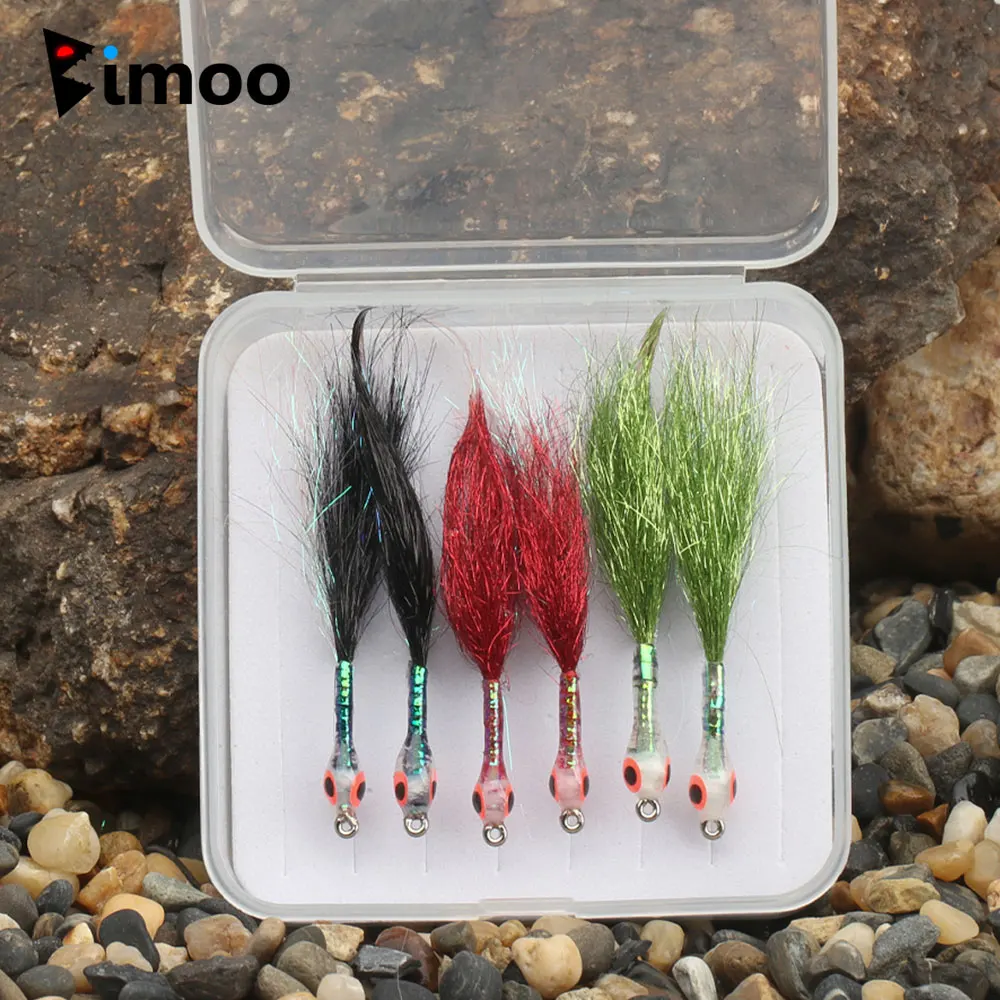 

Bimoo 6pcs/Box Minnow Fly Freshwater Saltwater Fishing Flies with Stainless Steel Hook Fly Fishing Lure Bait for Trout Bass Pike