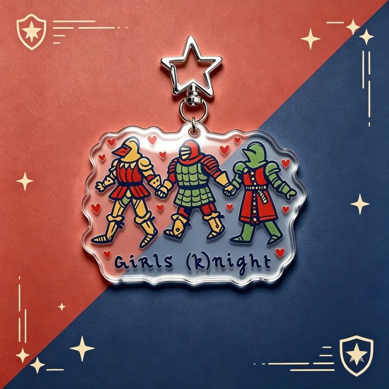 Medieval Female Knight Acrylic Keychain Girl K Nights Keyring Bag Charm Ideal Gift For Best Friends