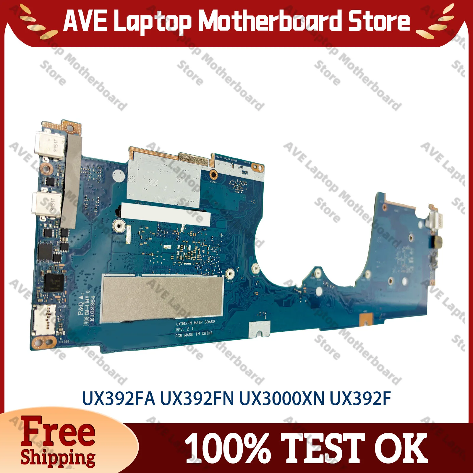 UX392FA Laptop Motherboard For ASUS ZenBook UX392FN UX392F UX3000X S13 UX392FA Mainboard W/ I3 I5 I7 CPU 100% tests OK fast ship
