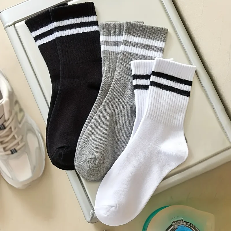 

Unisex Striped Cotton Crew Socks, Breathable Compression Athletic Socks for Men WomenRunning/Fitness/Daily Wear