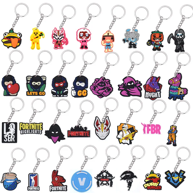 32pcs Fortnite Keychain Set Anime Kawaii Backpack Pendant Cartoon Car Keyring Cosplay Collectible Fans Toy view 6