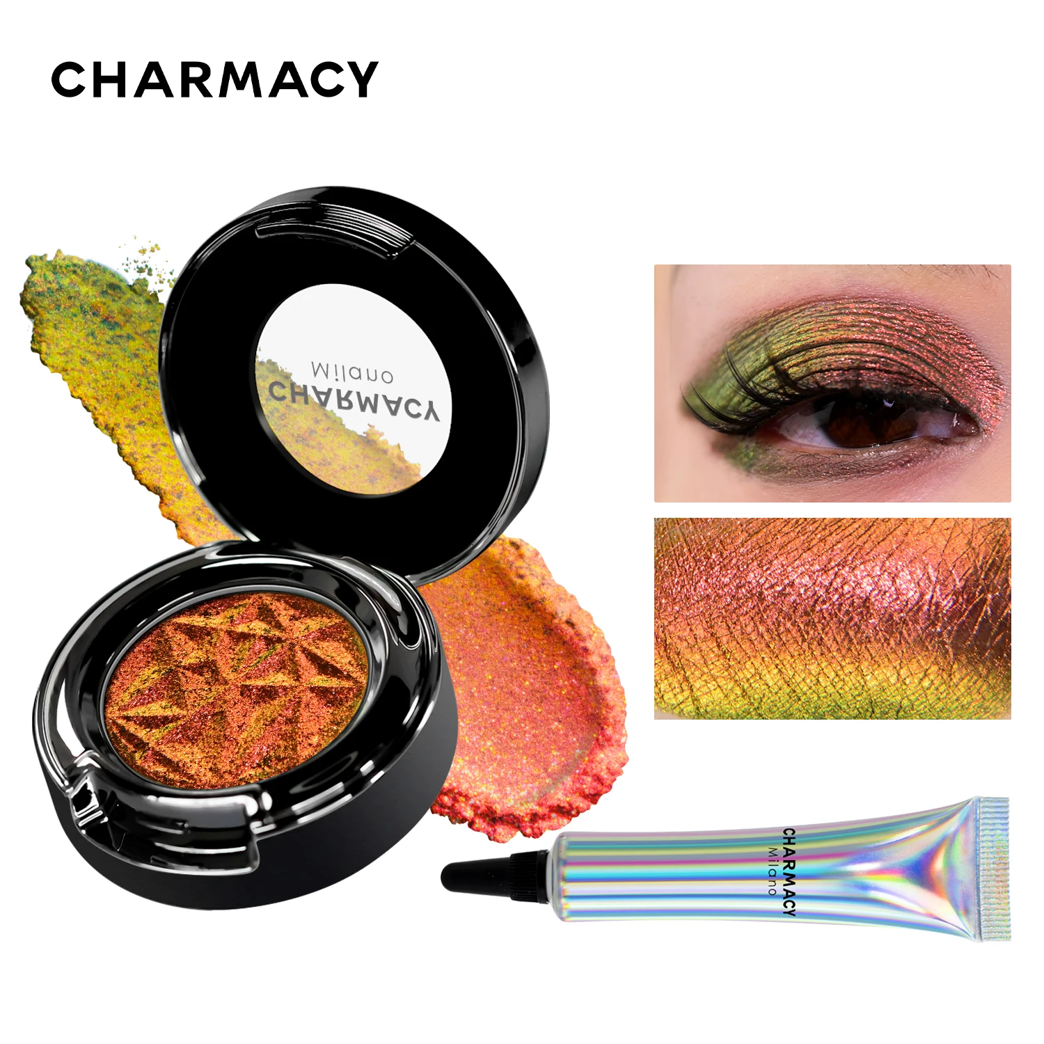 

CHARMACY High Pigmented Optical Duochrome Eyeshadow Set Long-lasting Oil-Free Formula Eye Shadows With Primer Cosmetic Makeup