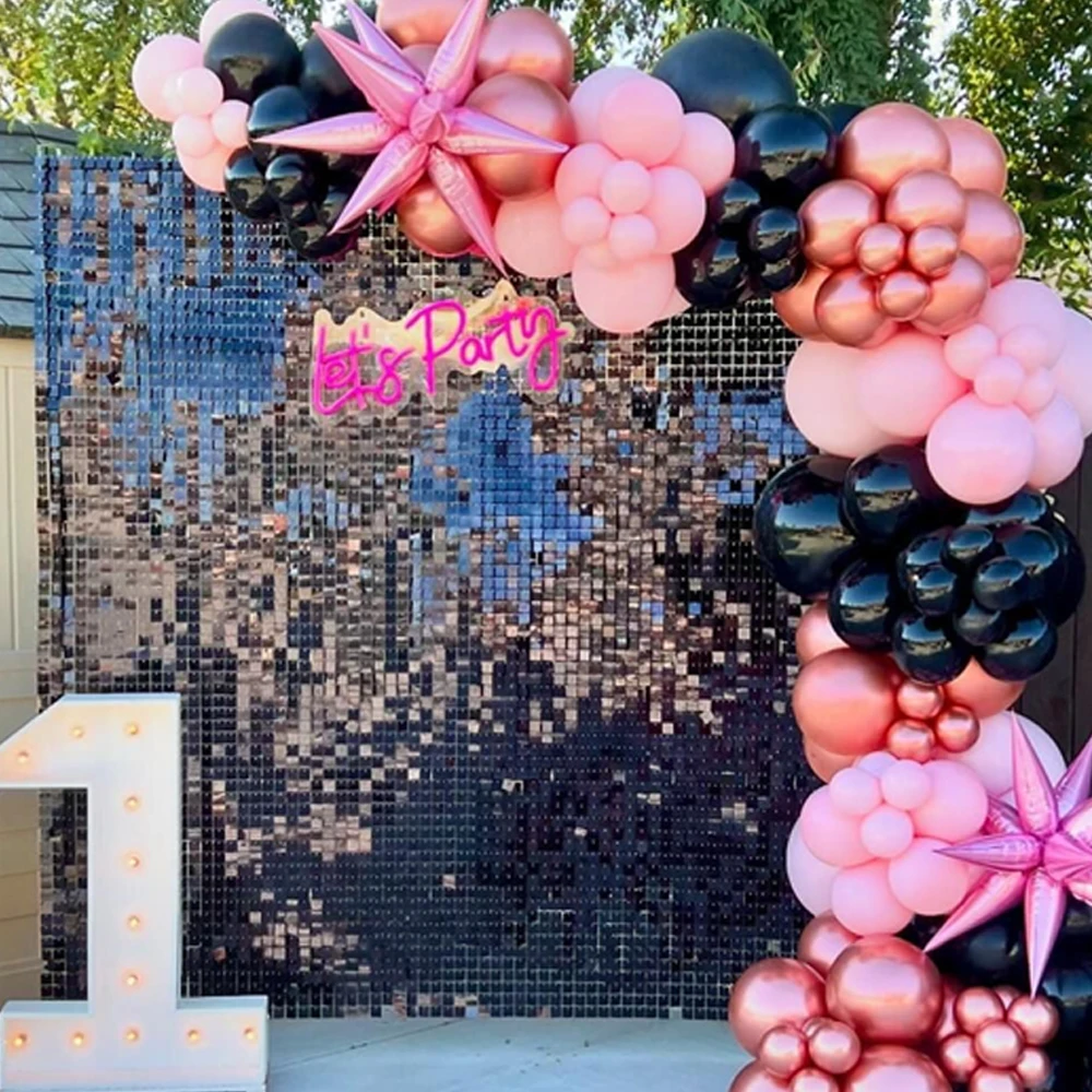 

Черный мерцающий настенный фон, сверкающий черный квадратный фон с блестками для свадьбы, Нового года, выпускного, Хэллоуина, дня рождения, вечеринки, деко