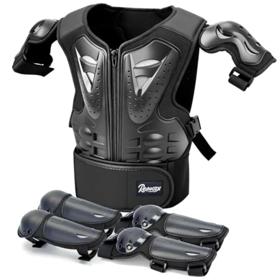 Chaleco de Protección para Motociclistas Adolescentes, Protector de Pecho, Equipo para Motocross, Chaquetas con Protección para Rodillas y Codos para Ciclismo