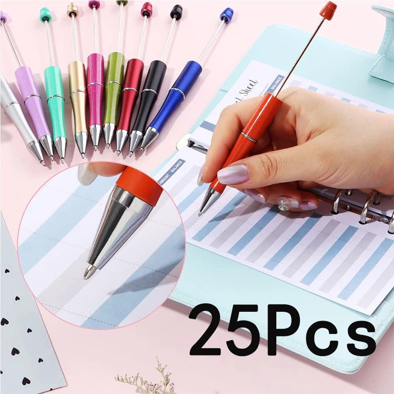 

25Pcs Beadable Pens DIY Making Multicolor Ballpoint Pen Black Ink for Women Kids Students Office School