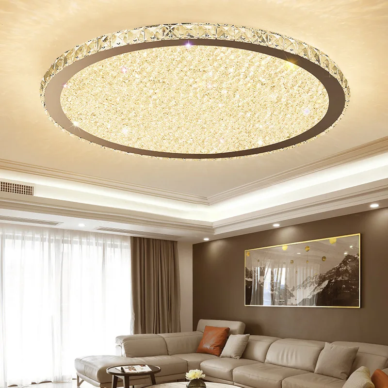 Led Round Crystal Ceiling Lamp Home Bedroom Room Lamp in The Living Room Generous And Upscale Ultra-Thin Household Ceiling Light