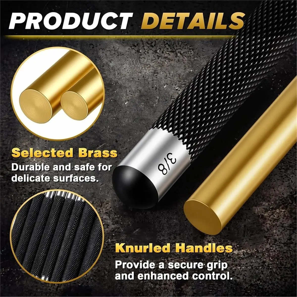 12 Pcs Brass Punch Set,8'' Extra Long Drift Punches,-Brass Drift Non-Marring Roll Pin Punch for DIY Automotive