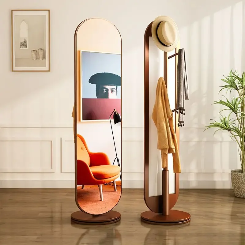 Mirror Full body Dressing Mirror Rotatable Bedroom Home Floor  Clothes Hat Stand Two in One Vertical Fitting Mirror