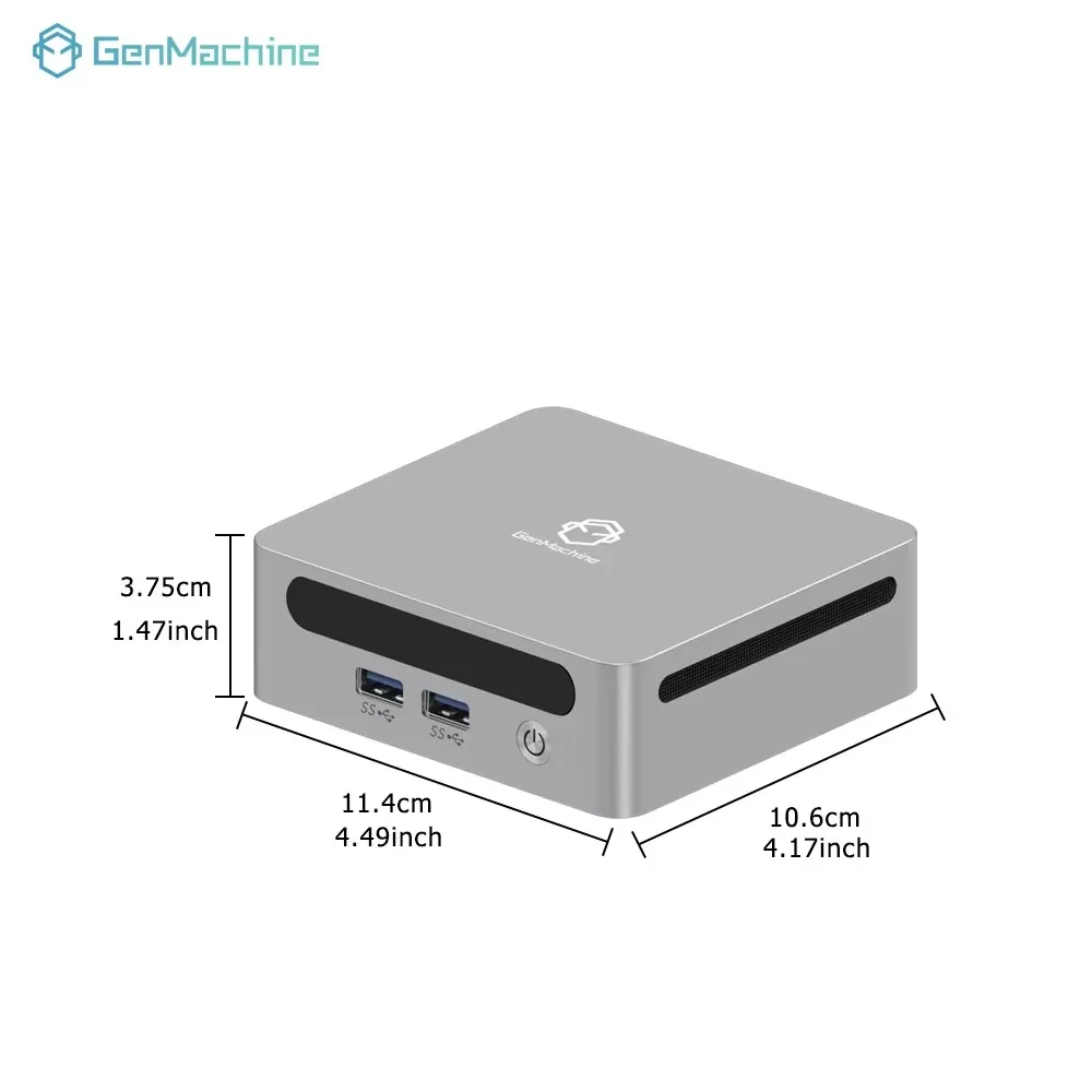 Genmachine Mini PC Intel Alder Lake N100 4 Core 4 Thread 3,4GHz TDP 6W DDR4 RAM M.2 2280 ROM PCIe 3.0 SSD WiFi 6 BT5.2 Desktop