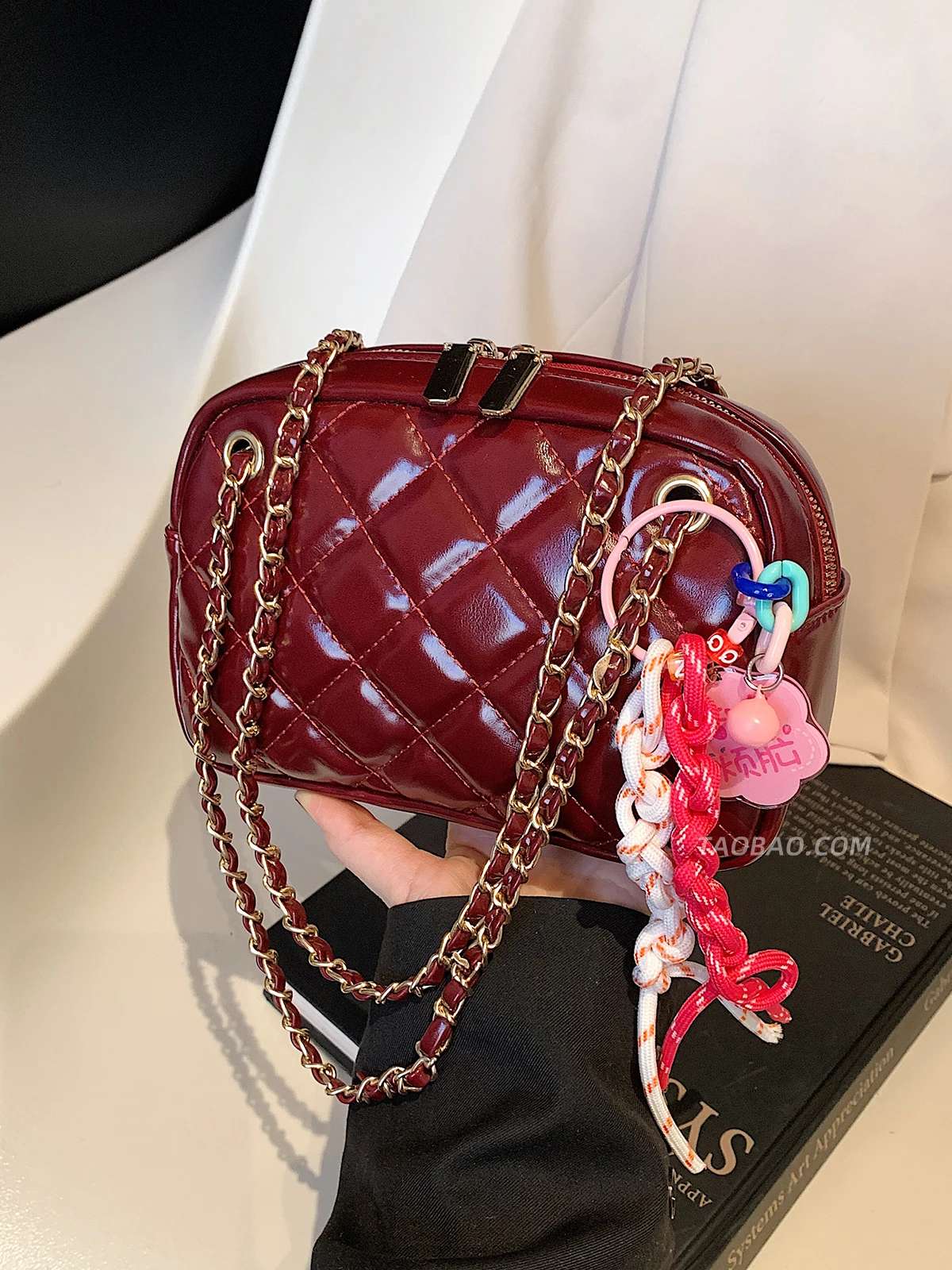 

Temperament Chain Small Square Bag for Women 2025 Spring/Summer New Style Single Shoulder Crossbody Bag Texture PU Party Handbag