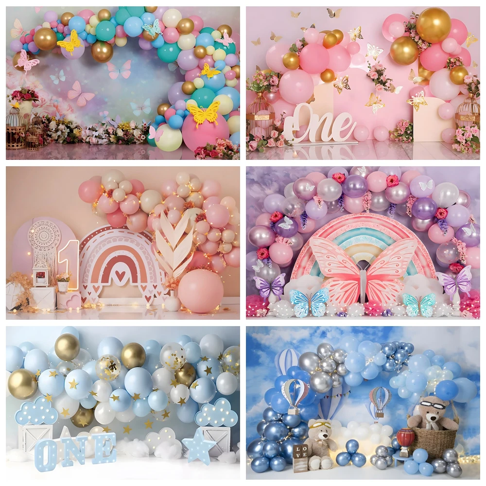 

Newborn Baby 1st Birthday Backdrop Cake Smash Girl Boy Boho Balloon Tent Baby Shower Photography Background Decor Photo Studio