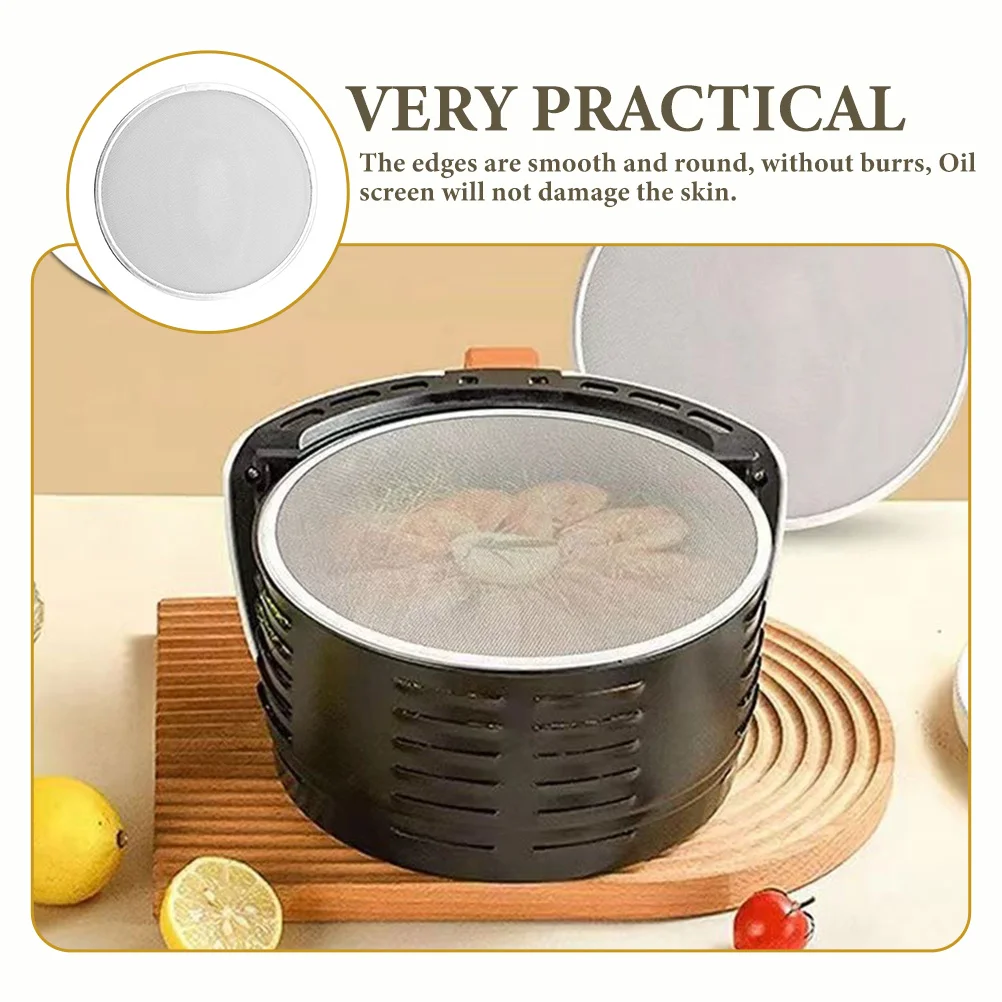 

25Cm Mesh Cover for Air Fryer Stainless Steel Grease Splatter Screen Oil Splatter Guard Cooking Protection Kitchen Accessory
