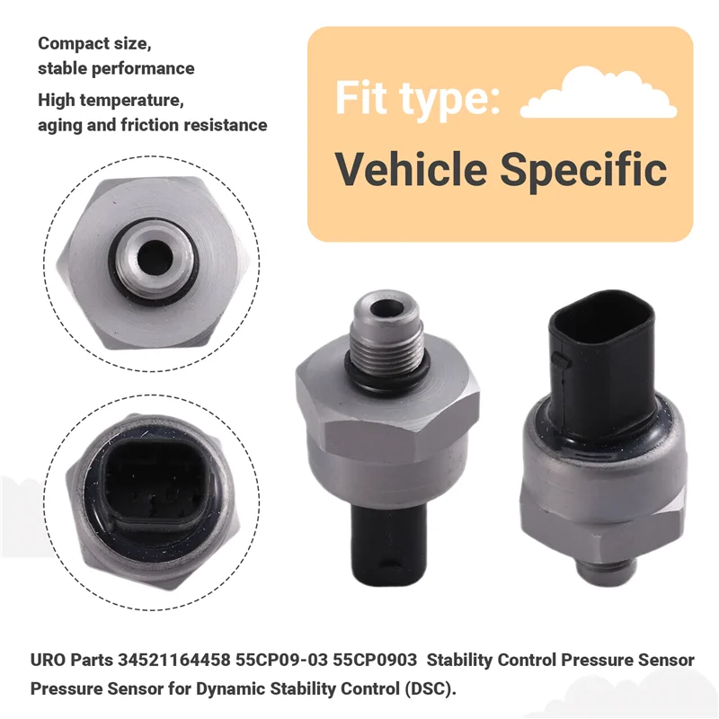 

2-Pack URO Parts 34521164458 55CP09-03 Pressure Sensor For Dynamic Stability Control DSC System