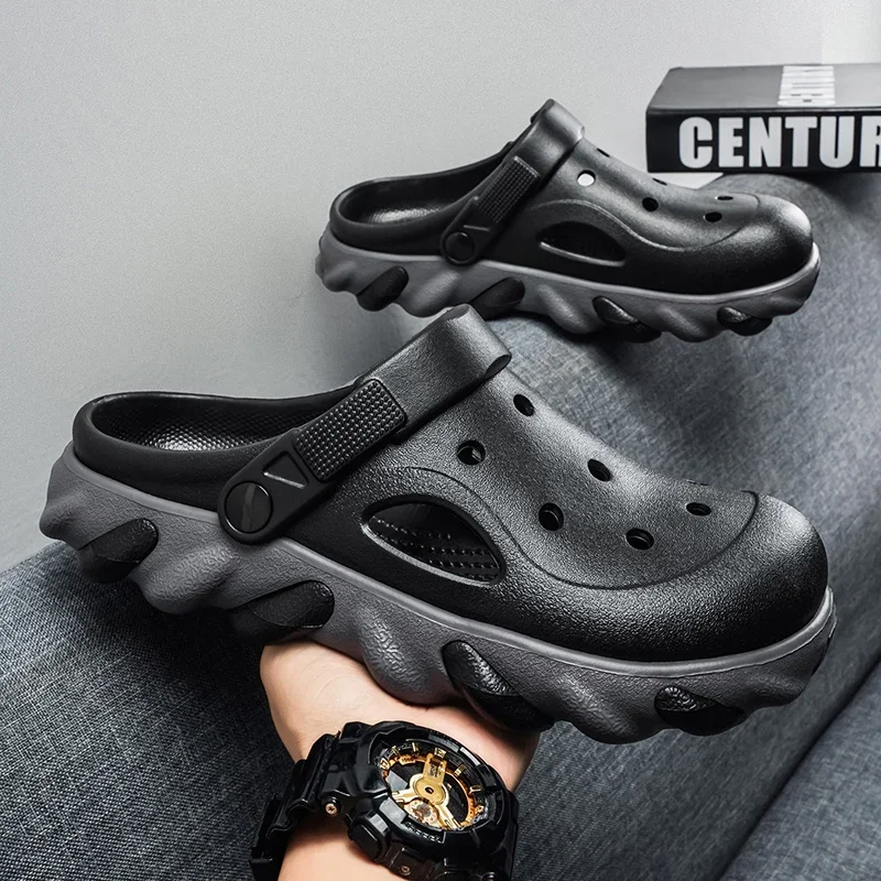 

Closed Toe Clogs Summer Hollow Out Hole Shoes Non-slip Indoor Outdoor Slippers