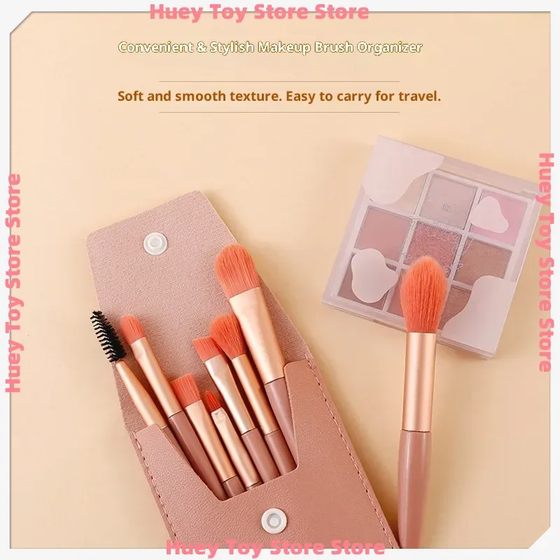 مجموعة فرش مكياج ذات شعيرات ناعمة مكونة من 8 قطع - أدوات تجميل لكامل الوجه لظلال العيون وأحمر الخدود وبودرة الإعداد مع حقيبة (حجم صغير) #2