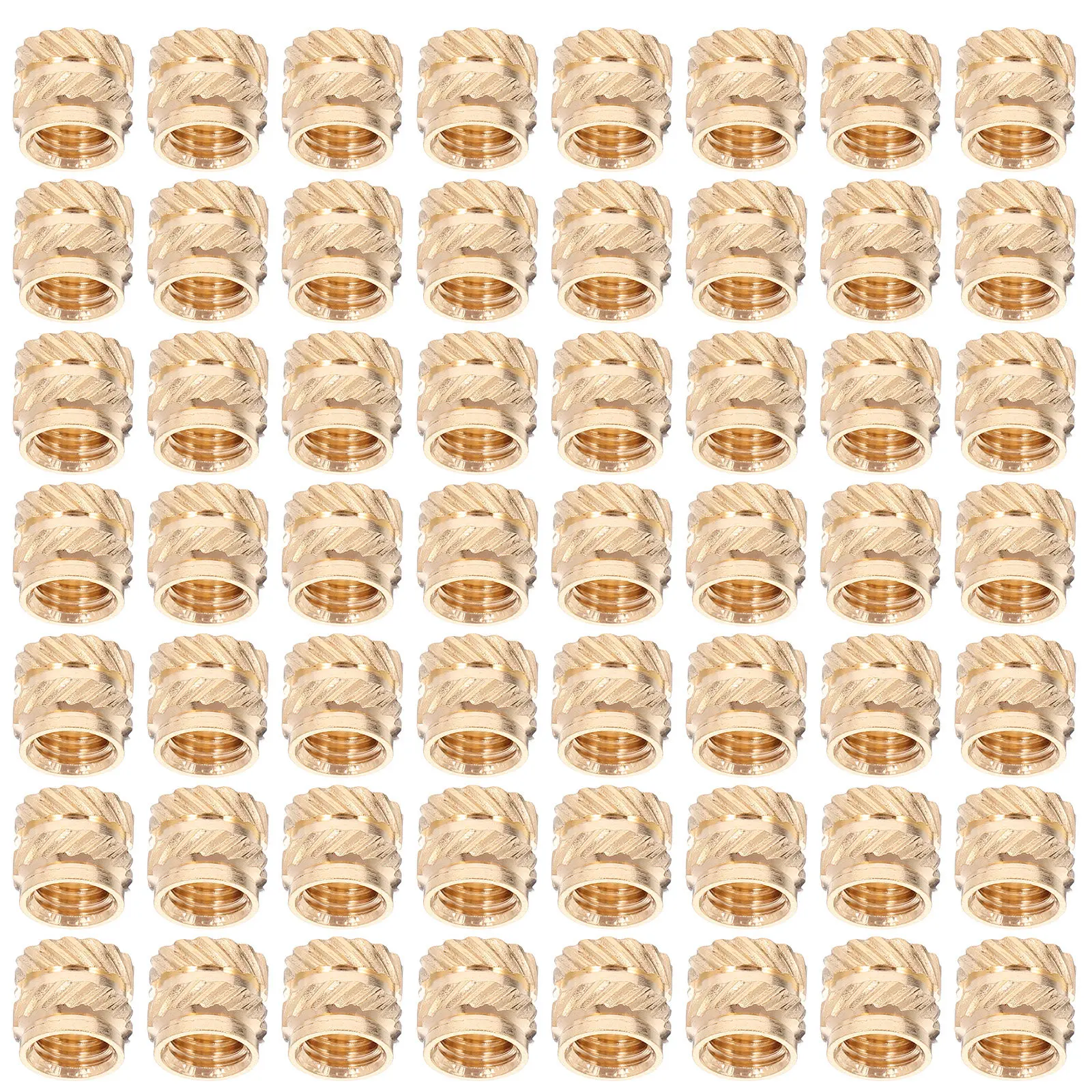 60Pcs Copper Threaded Inserts M5 Double Helical Knurled Brass Heat Set Nuts for 3D Printing Woodworking Metal Parts Secure