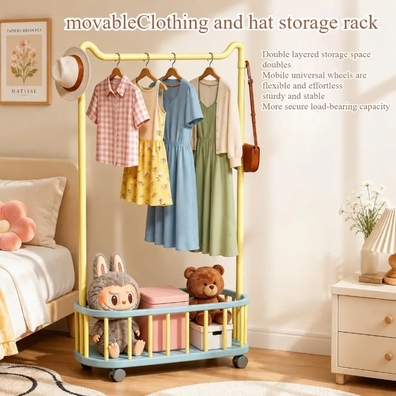 Bedroom removable clothes storage rack Multifunctional floor-to-ceiling coat rack New floor-to-ceiling cat ear rack Balcony