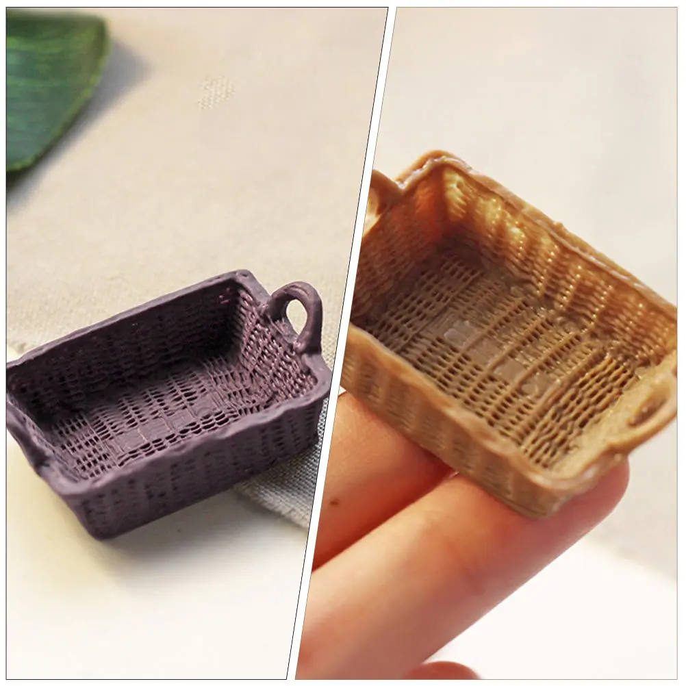 4Pcs Compact Resin Basket Decor Set Perfect for Micro Scene Arrangement Creative Home Styling Miniature Ornament Kit