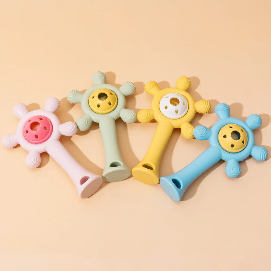 Free Custom Name 1PC Silicone Baby Teether Toys Ferris Wheels Rattle Toys For KidsNewborn Teething Chewing Toys Baby Accessories