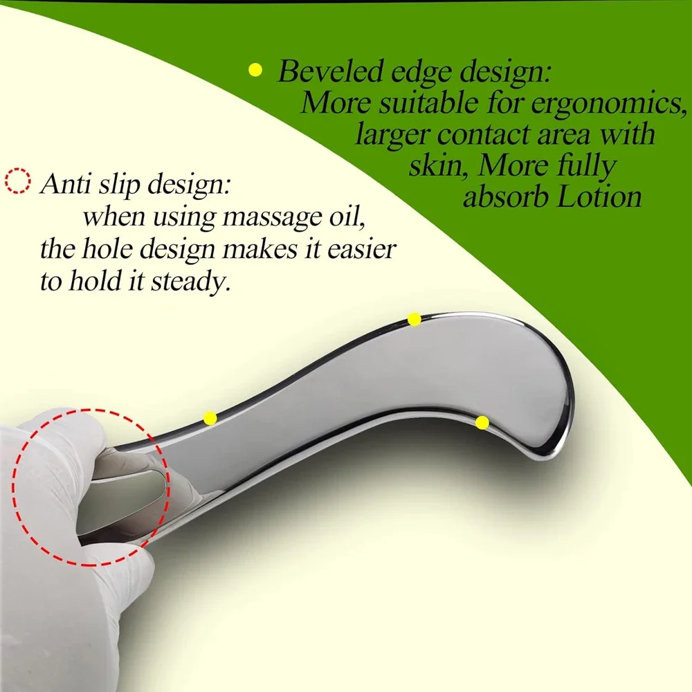 스테인레스 스틸 구아샤 마사지 근육 스크레이퍼 도구, 흉터 조직 IASTM 도구, 근막 스크레이퍼, 부드러운 조직 마사지 도구