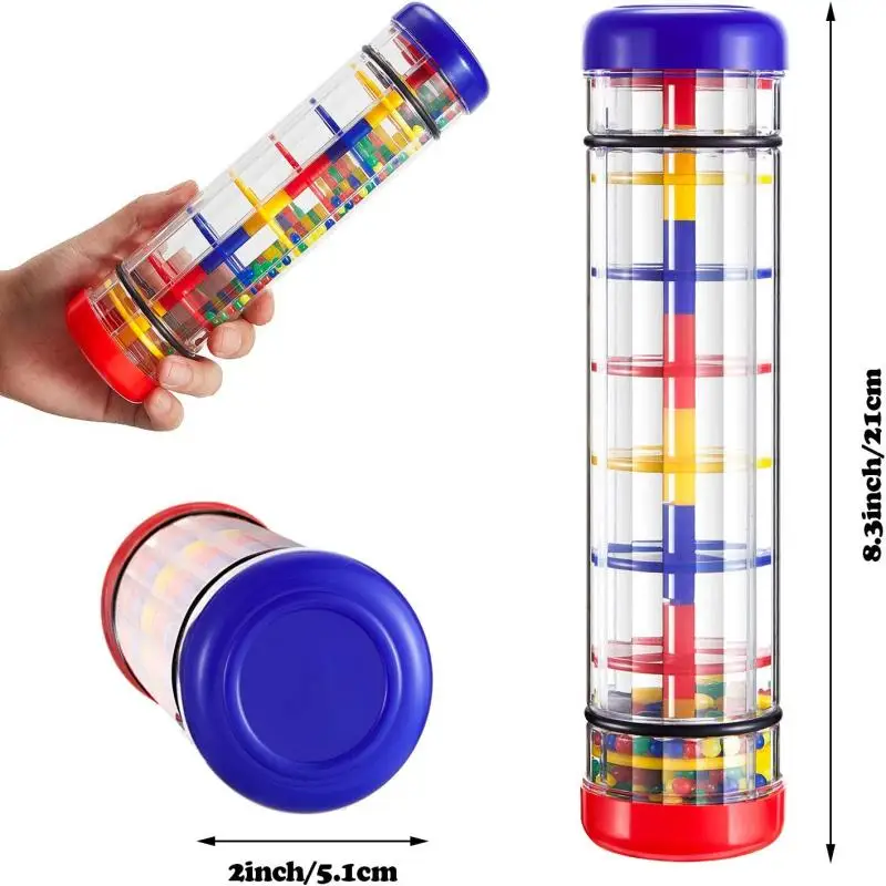 Palo de lluvia sensorial para bebé, juguete de desarrollo, sonajero, chubasquero, instrumento Musical para bebés de 6 a 12 meses