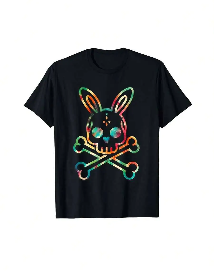 Crossbone Bunny Skull Cross Bone Skeleton Tie Dye Skater T-Shirt Daughter Wedding For Groomsman 100% Cotton Trendy Y2K