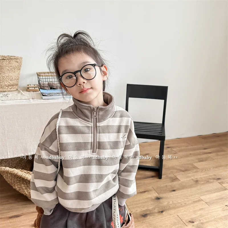 

2025 children's clothing autumn and winter new children's winter Korean version fleece sweater girls and boys bottoming shirt 12