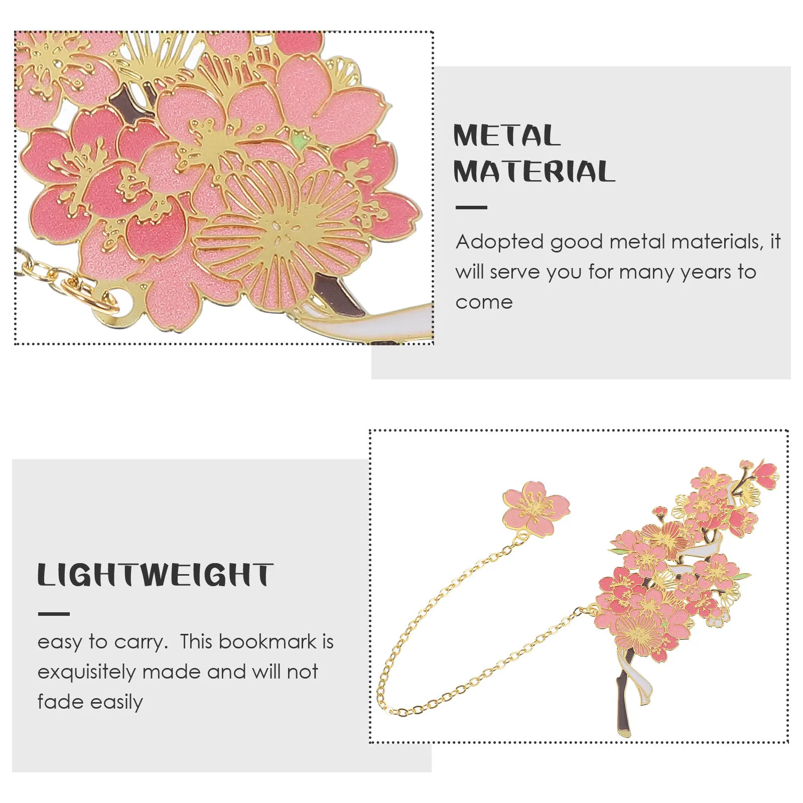 

Hollow-out Flower Pendant Metal Bookmark (Cherry Blossom Pink) | Decorative Reading Marker for Book Lovers, Premium Stationery