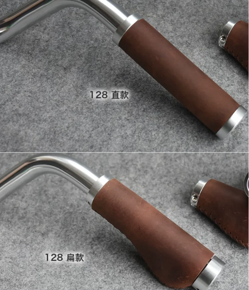 G123 Bike Grips Frosted Suede Bicycle Head Layer Cowhide Leather Handlebar Mountain Folding Bike Leisure Retro Handlebar Cover