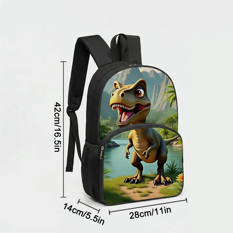16inch Kids Dinosaur Backpack Lightweight Children School Bag Cartoon Dino Pattern Bookbag Casual Travel Daypack for Student