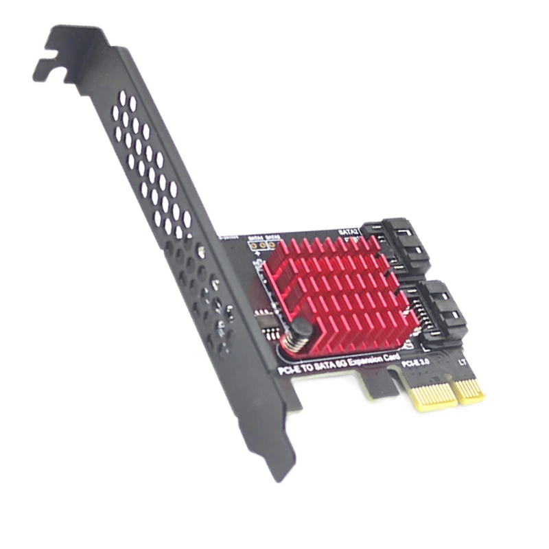 Cartão de Expansão SATA e Adaptador 2 Portas SATA 3.0 para PCIe x1 Placa de Expansão SATA3.0 Conversor PCIe PCI-e JMB 582 Chip Adicionar em Cartões