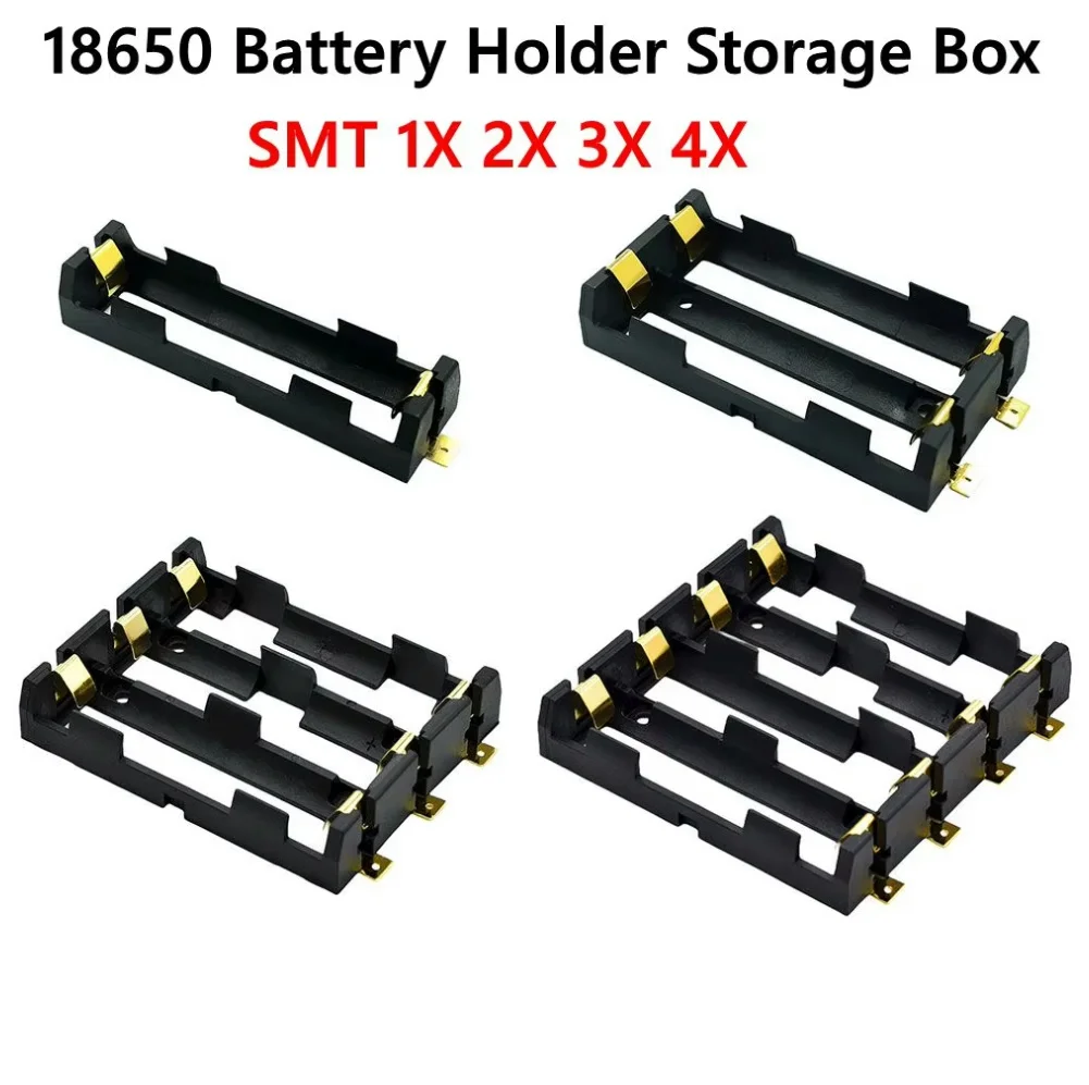3-1pc 18650 SMT Battery Holder Rechargeable Power Bank 3.7 V With Bronze Pins 1X 2X 3X 4X 18650 Battery Clip Holder Box Storage