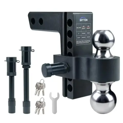 Adjustable Trailer Hitch Ball Mount 6 Drop Lift for 2 and 2.5 Recver 12000 LBS Heavy Duty Aluminum Alloy Dual Towing Ball 2 x 2