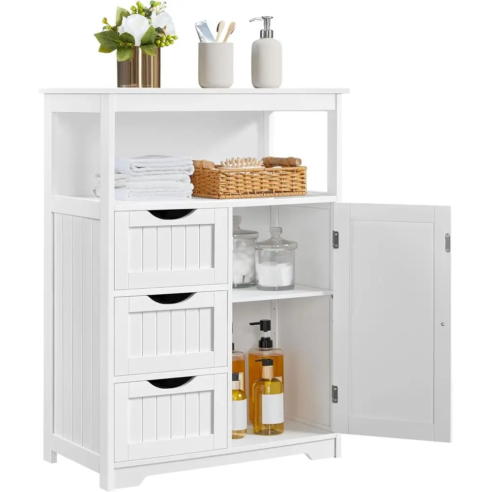

White 35.5 Tall Freestanding Bathroom Storage Cabinet with 3 Shelves and Door