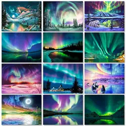 GATYZTORY 60x75cm Paint by Numbers Original Gifts Drawing by Numbers Aurora Landscape Oil Handpainted Adults Crafts Wall Decor