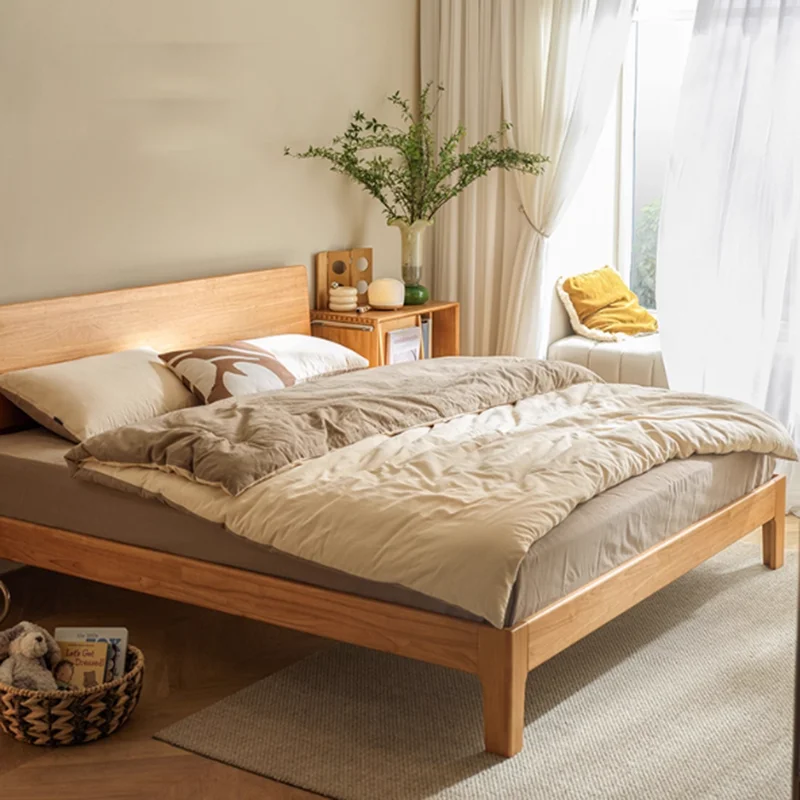 

Frame Wooden Bed Sleeping Design Simple Japanese Modern Headboards Bed Bedroom Children Double Camas De Casal Hotel Furniture