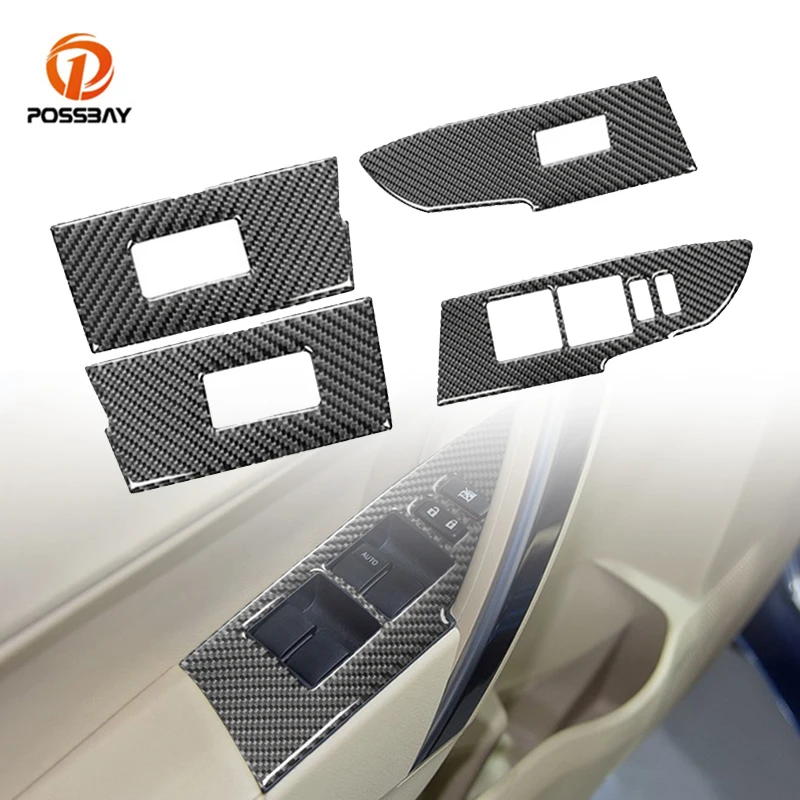 4Pcs/set Car Window Lift Switch Panel Cover Trim Decora Sticker Real Carbon Fiber for Toyota Corolla 2014 2015 2016 2017 2018