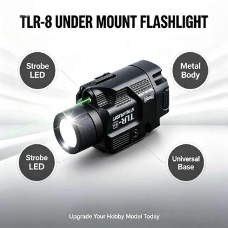 Metal Under Mount TLR-8 Strobe LED Flashlight Adjustable Bright Universal Base Hobby Toy Model Parts