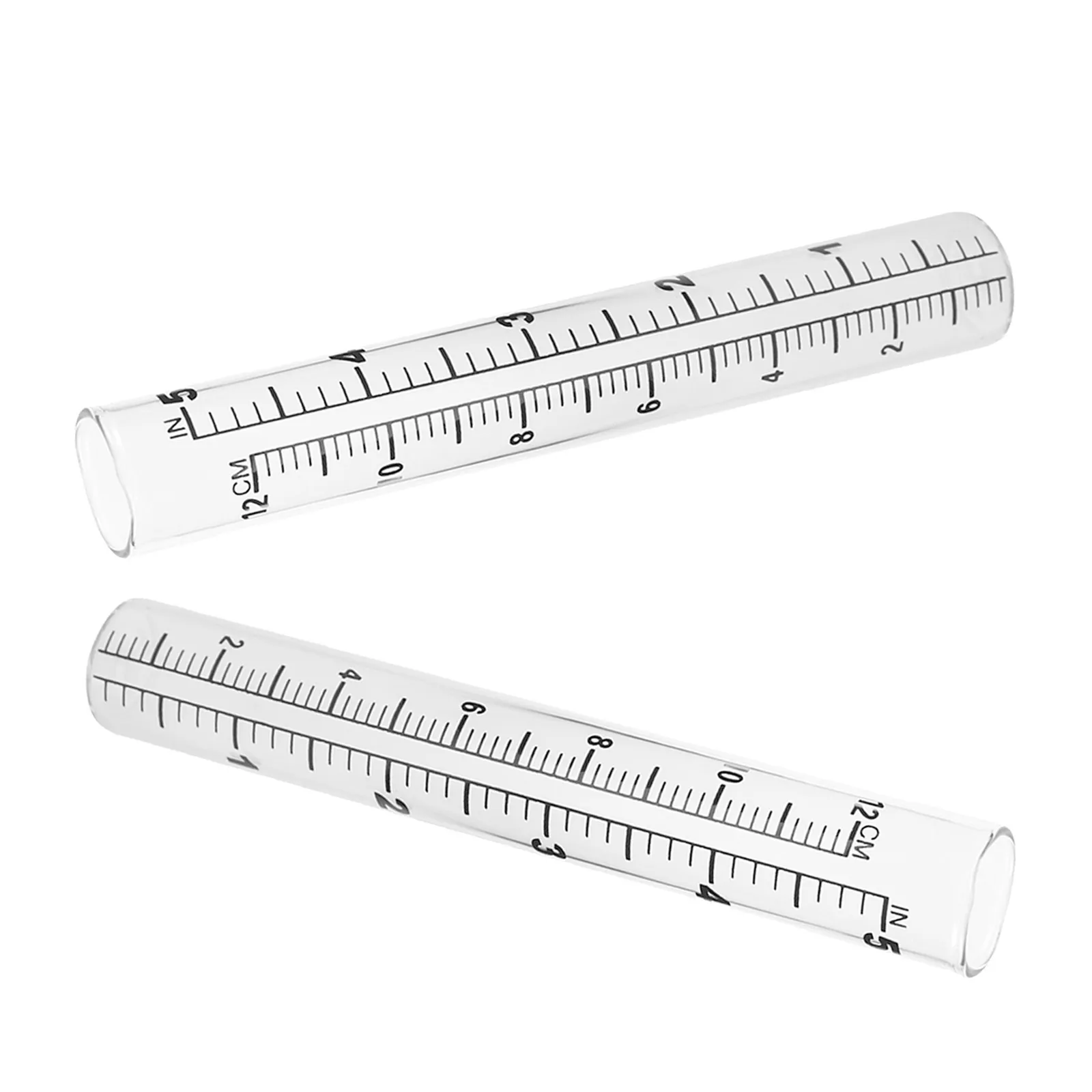 Glass Rain Gauge Replacement Tubes 2 Pack Flat Bottom 12cm 5 Inch Dual Scale Rain Meter for Garden Yard