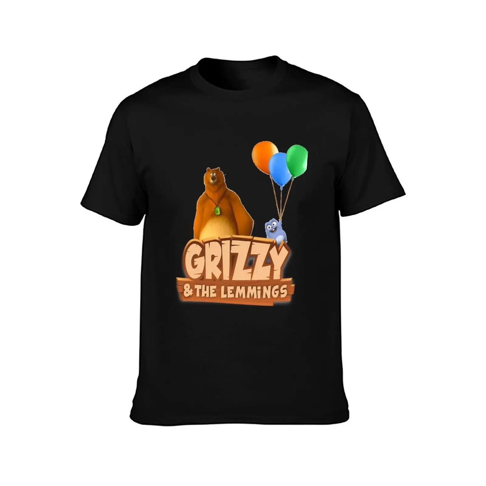 Big bear balloons T-Shirt, Summer Casual Cotton Tee, Oversized Streetwear Tops, Vintage Graphic Print, Loose Fit Short Sleeve