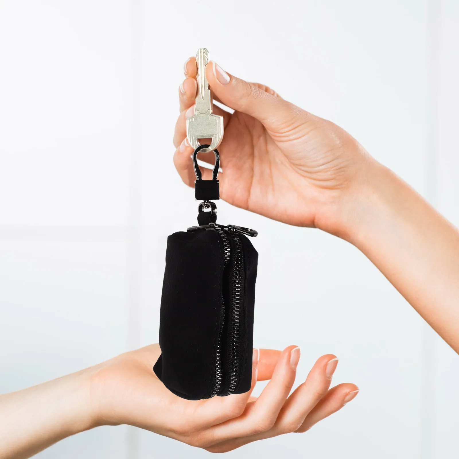 Car Case Capacity Pu Key Fob Pouch Zippered Key Holder For Vehicle Organizer Portable Keychain Wallet Keychain Bag