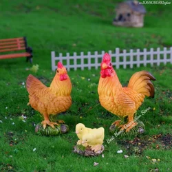 Rooster micro-landscape resin ornament, moss cross-border decorative ornament DIY landscaping cartoon hen chick accessories