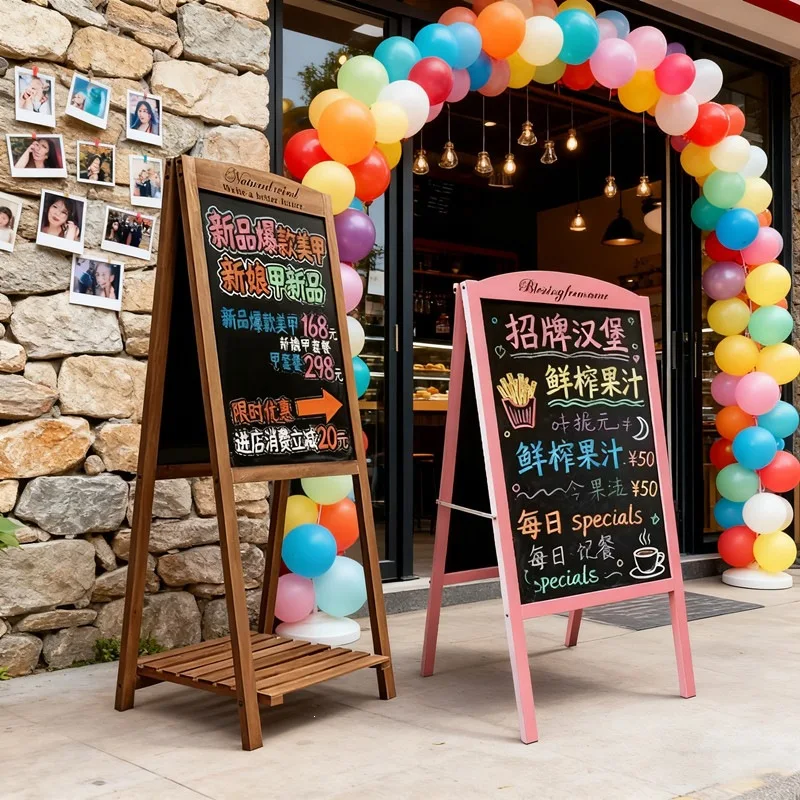Milk tea shop entrance billboard display board recruitment blackboard display stand vertical floor small blackboard