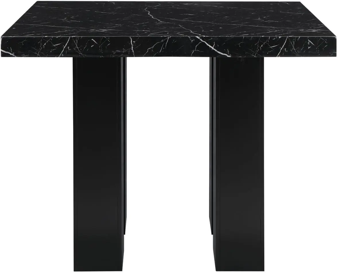 Mikha-Ensemble de table de bar noir, style transitoire, dessus de table optique, accents argentés