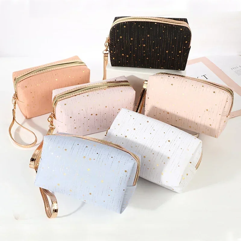 Women Paillette Stars Cosmetic Bag Make Up Bag Pouch Wash Toiletry Travel Ladies Makeup Bag Tampon Holder Organizer Cases