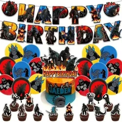Godzilla Theme Birthday Party Decoration Banner Flag Pulling Cake Flag Planting Balloon Set Party Supplies