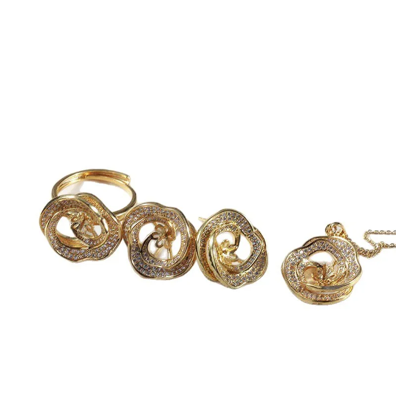 

Набор для самостоятельного изготовления украшений: новые позолоченные медные компоненты в форме лепестков для ожерелий, колец, серег-гвоздиков, с пустыми основами для серег из серебра S925